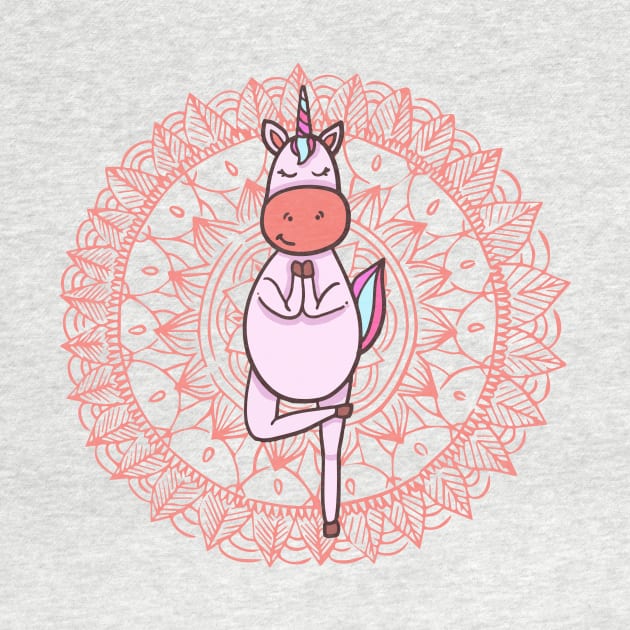 Pink Mandala Yoga Unicorn by VBleshka